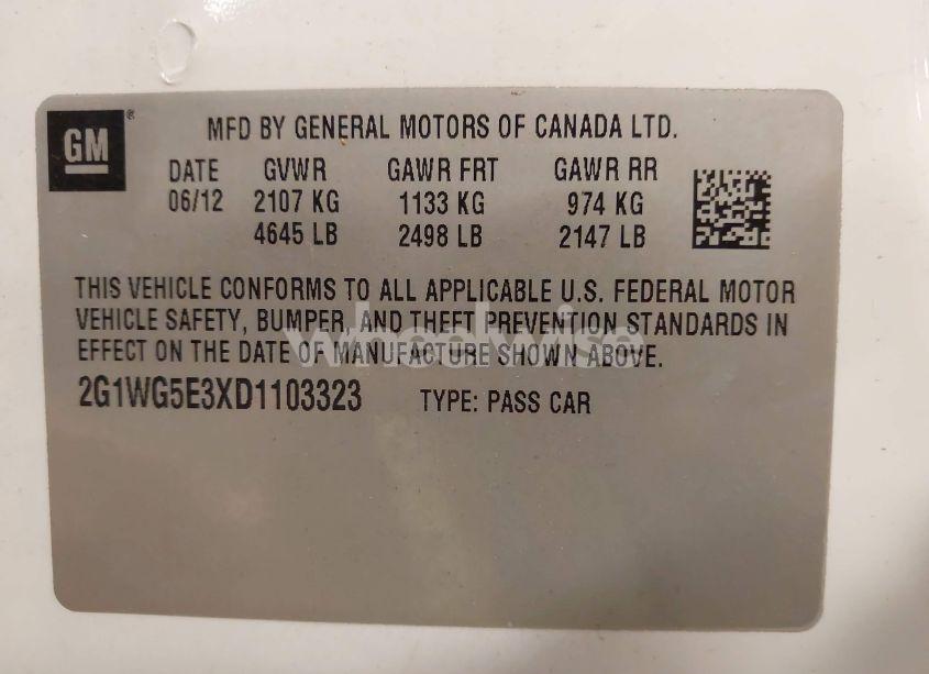 Photo 9 of 2013 Chevrolet Impala LT (VIN 2G1WG5E3XD1103323)