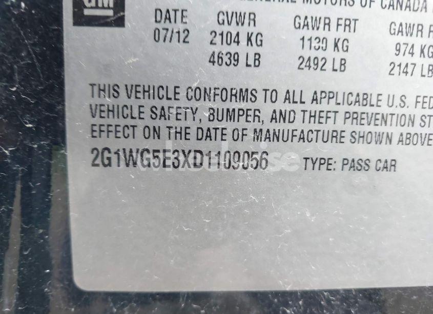 Photo 9 of 2013 Chevrolet Impala LT (VIN 2G1WG5E3XD1109056)