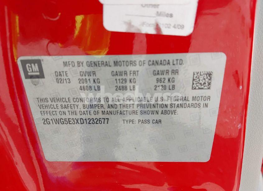 Photo 9 of 2013 Chevrolet Impala LT (VIN 2G1WG5E3XD1232677)