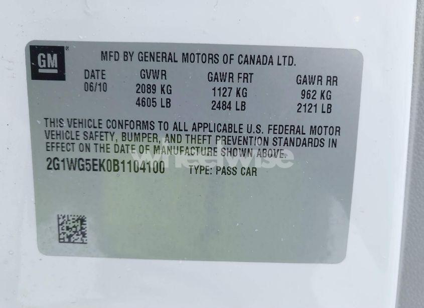 Photo 9 of 2011 Chevrolet Impala LT (VIN 2G1WG5EK0B1104100)