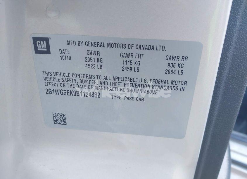 Photo 9 of 2011 Chevrolet Impala LT (VIN 2G1WG5EK0B1154382)