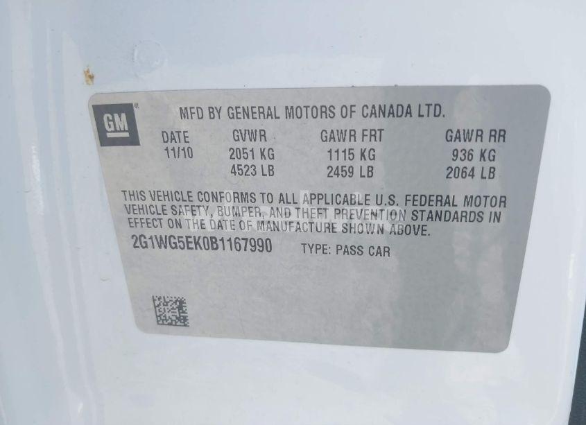 Photo 9 of 2011 Chevrolet Impala LT (VIN 2G1WG5EK0B1167990)