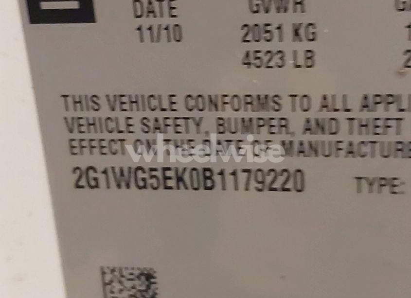 Photo 9 of 2011 Chevrolet Impala LT (VIN 2G1WG5EK0B1179220)