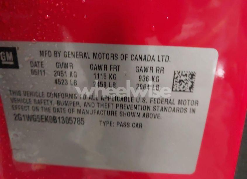 Photo 9 of 2011 Chevrolet Impala LT (VIN 2G1WG5EK0B1305785)