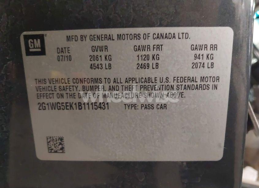 Photo 9 of 2011 Chevrolet Impala LT (VIN 2G1WG5EK1B1115431)