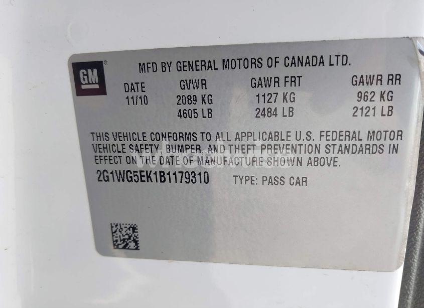 Photo 9 of 2011 Chevrolet Impala LT (VIN 2G1WG5EK1B1179310)