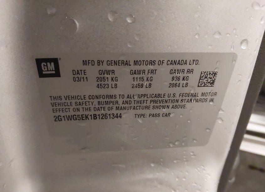 Photo 9 of 2011 Chevrolet Impala LT (VIN 2G1WG5EK1B1261344)