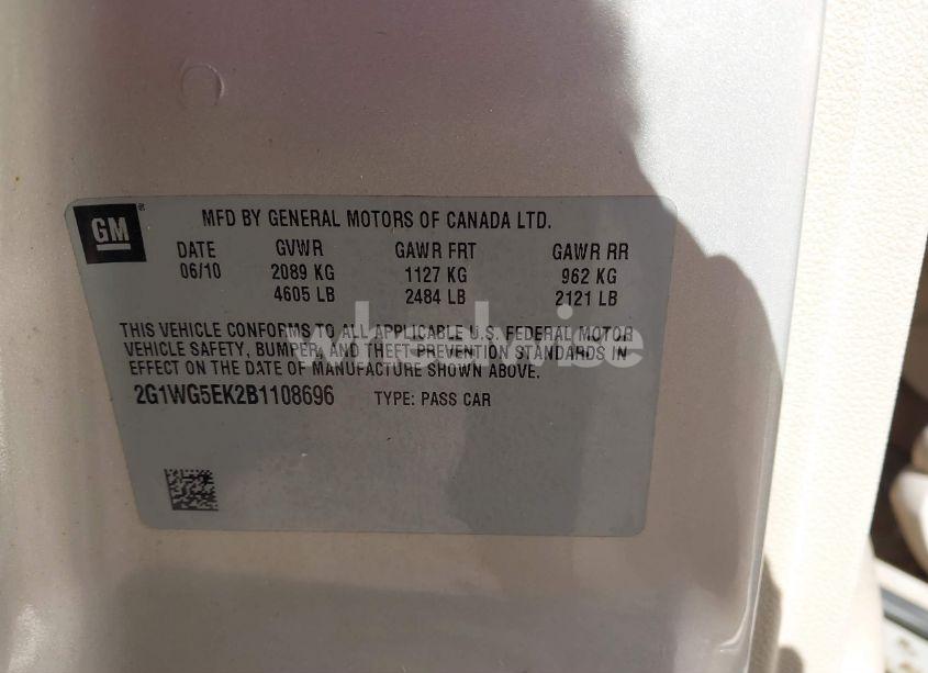 Photo 8 of 2011 Chevrolet Impala LT (VIN 2G1WG5EK2B1108696)