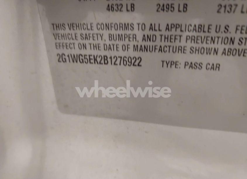 Photo 9 of 2011 Chevrolet Impala LT (VIN 2G1WG5EK2B1276922)