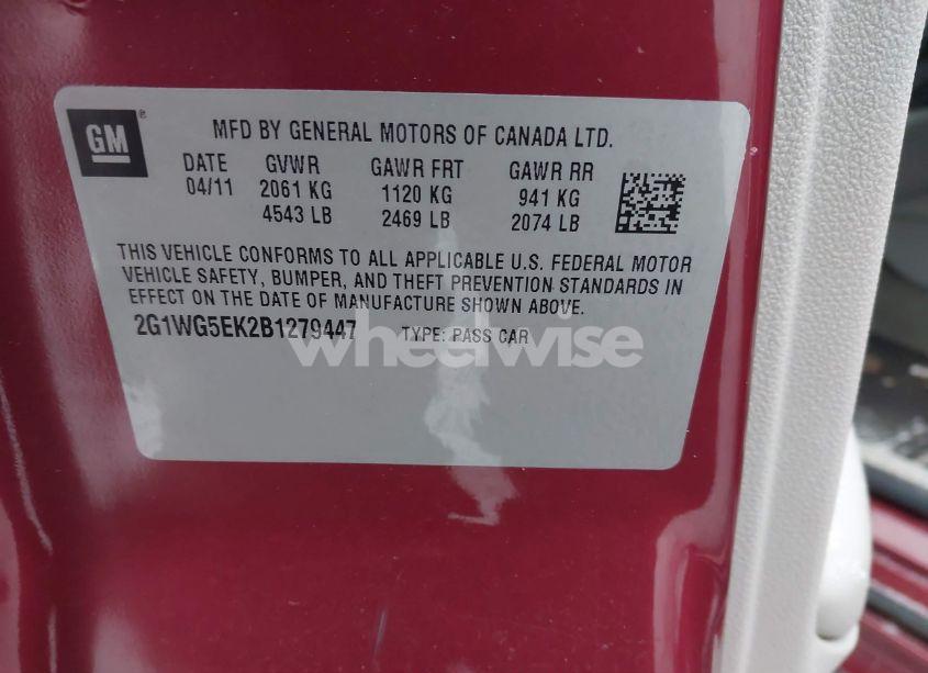 Photo 9 of 2011 Chevrolet Impala LT (VIN 2G1WG5EK2B1279447)