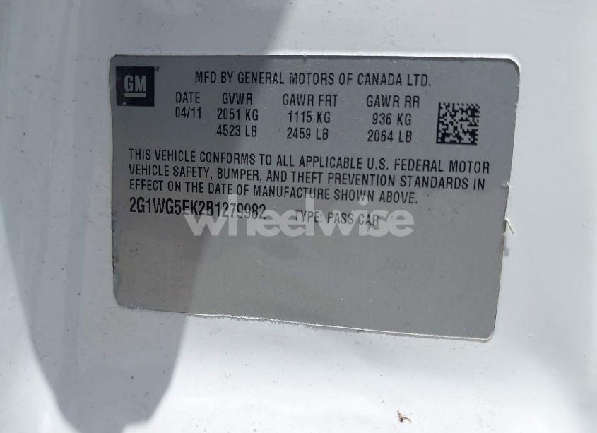 Photo 9 of 2011 Chevrolet Impala LT (VIN 2G1WG5EK2B1279982)