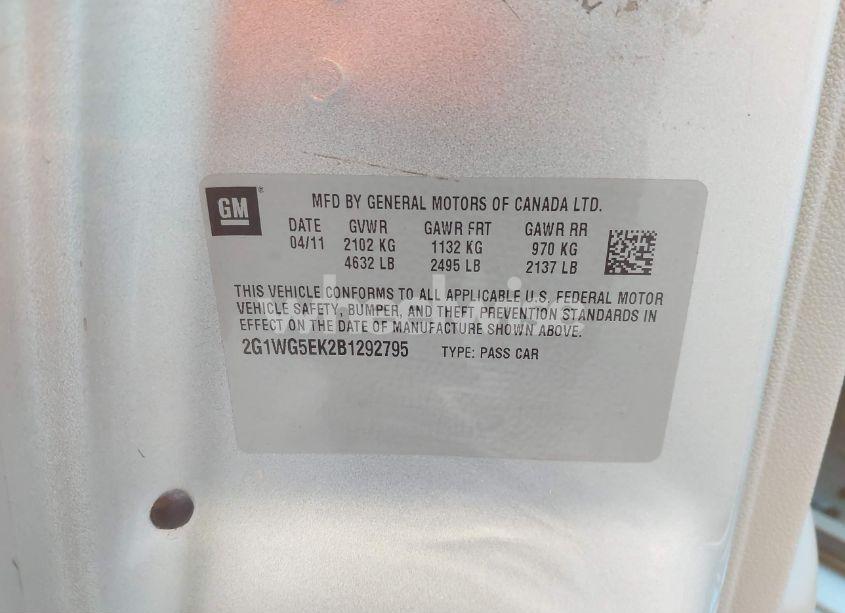 Photo 9 of 2011 Chevrolet Impala LT (VIN 2G1WG5EK2B1292795)