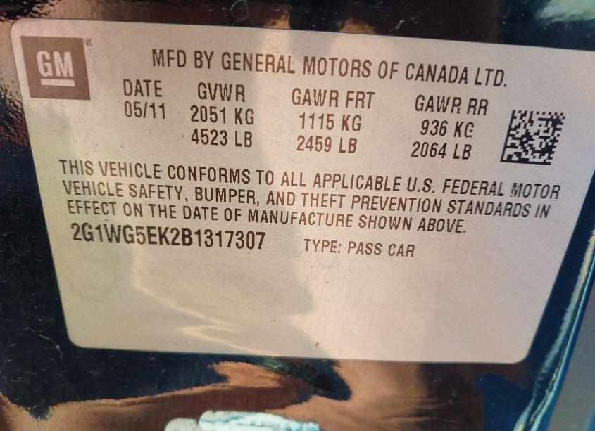 Photo 9 of 2011 Chevrolet Impala LT (VIN 2G1WG5EK2B1317307)