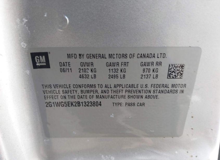 Photo 9 of 2011 Chevrolet Impala LT (VIN 2G1WG5EK2B1323804)