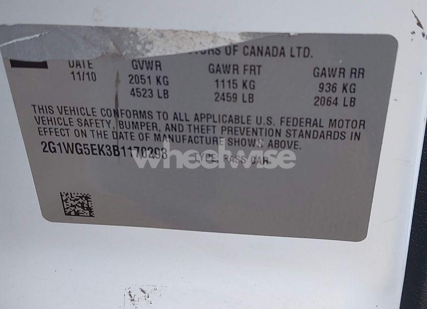 Photo 9 of 2011 Chevrolet Impala LT (VIN 2G1WG5EK3B1170298)