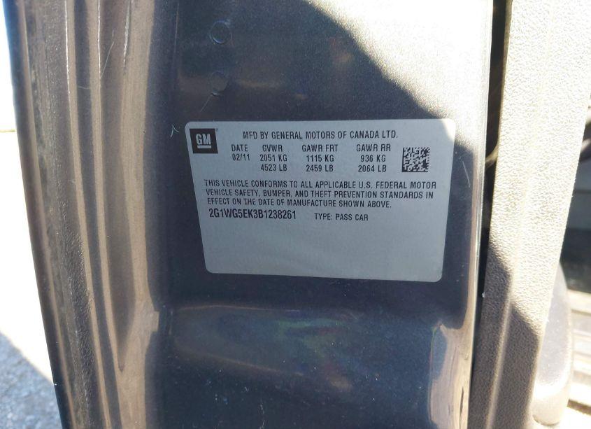 Photo 9 of 2011 Chevrolet Impala LT (VIN 2G1WG5EK3B1238261)