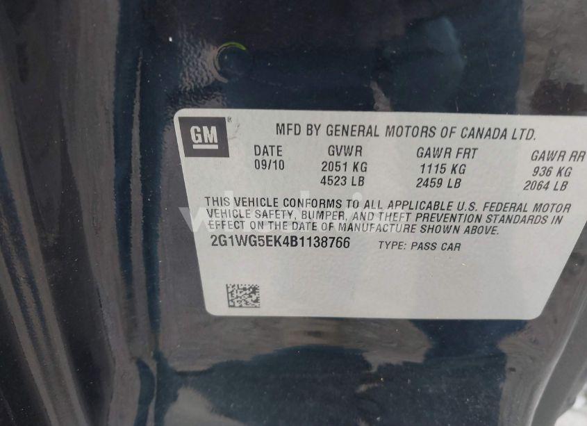 Photo 9 of 2011 Chevrolet Impala LT (VIN 2G1WG5EK4B1138766)