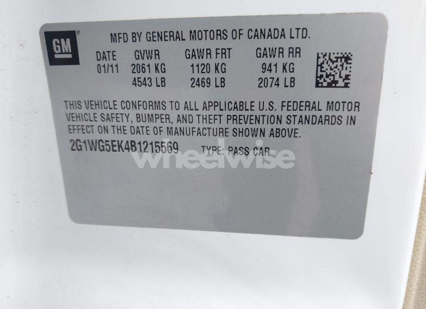 Photo 9 of 2011 Chevrolet Impala LT (VIN 2G1WG5EK4B1215569)