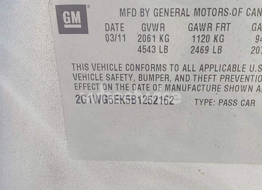 Photo 9 of 2011 Chevrolet Impala LT (VIN 2G1WG5EK5B1252162)