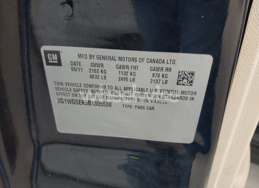 Photo 9 of 2011 Chevrolet Impala LT (VIN 2G1WG5EK5B1305538)