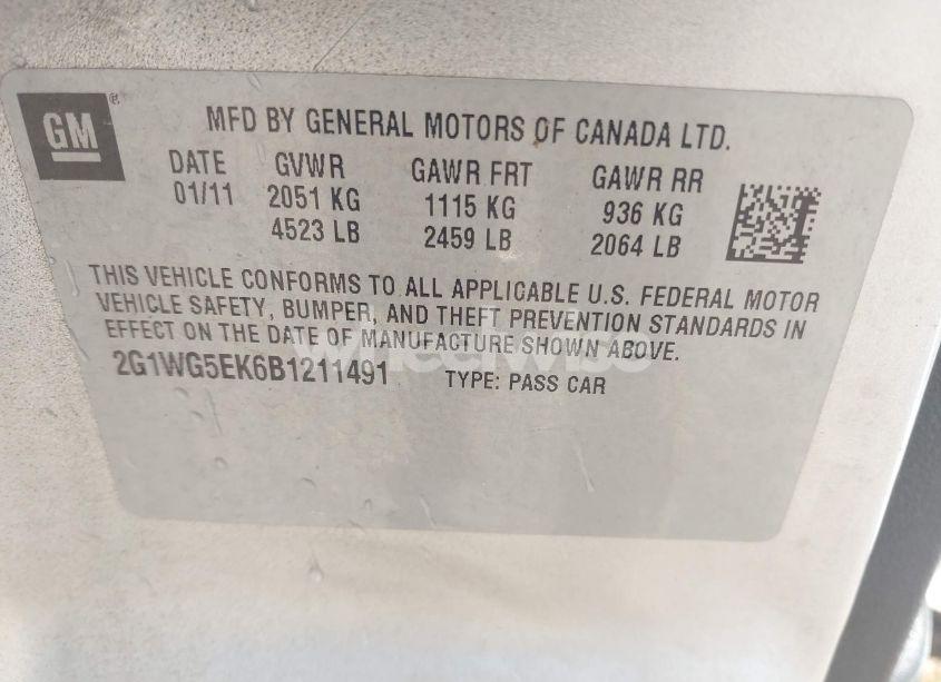 Photo 9 of 2011 Chevrolet Impala LT (VIN 2G1WG5EK6B1211491)