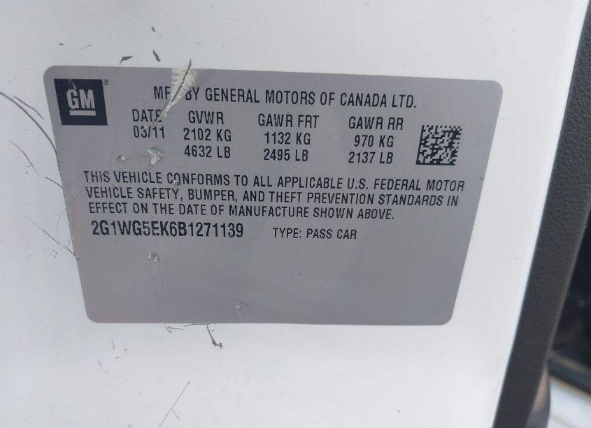 Photo 9 of 2011 Chevrolet Impala LT (VIN 2G1WG5EK6B1271139)