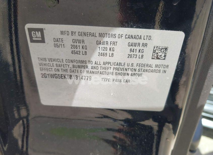 Photo 9 of 2011 Chevrolet Impala LT (VIN 2G1WG5EK6B1314779)