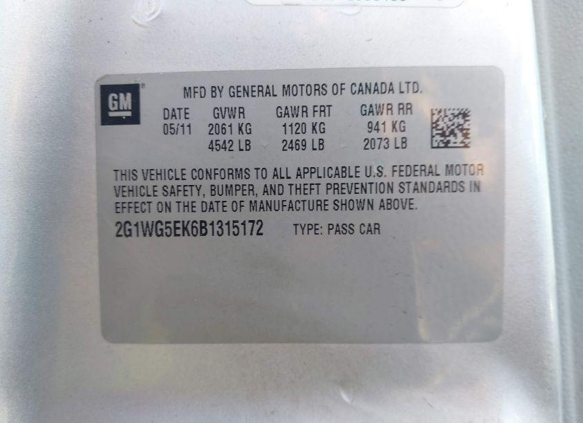 Photo 9 of 2011 Chevrolet Impala LT (VIN 2G1WG5EK6B1315172)