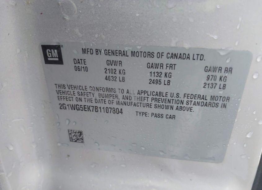 Photo 9 of 2011 Chevrolet Impala LT (VIN 2G1WG5EK7B1107804)