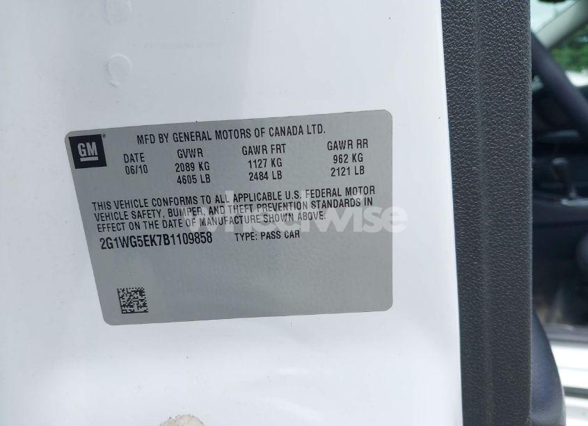 Photo 9 of 2011 Chevrolet Impala LT (VIN 2G1WG5EK7B1109858)