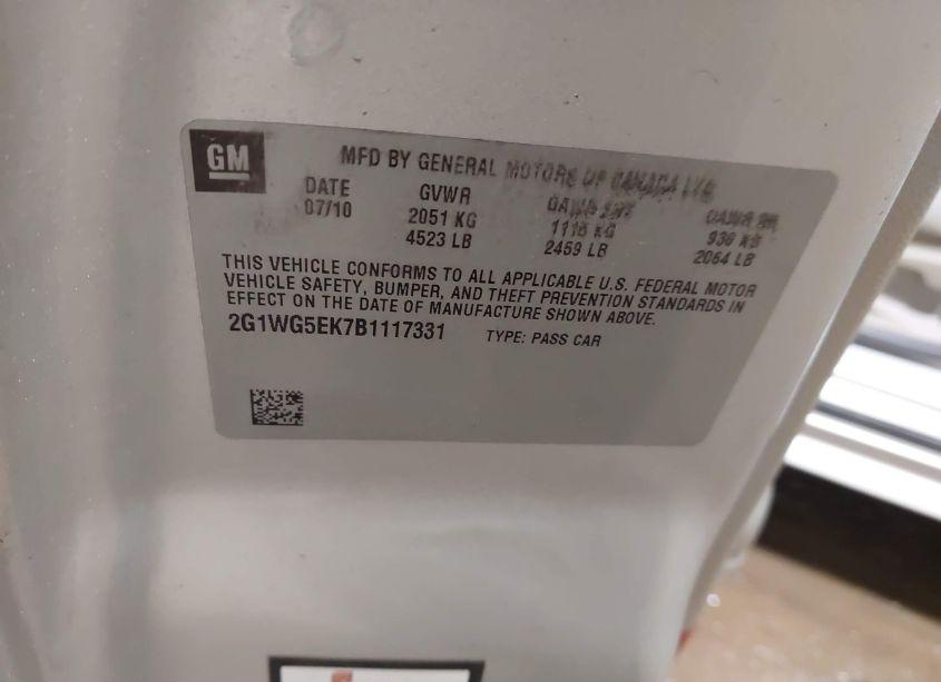 Photo 9 of 2011 Chevrolet Impala LT (VIN 2G1WG5EK7B1117331)