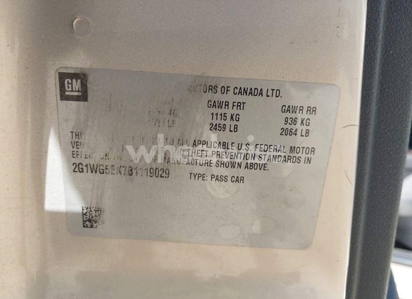 Photo 9 of 2011 Chevrolet Impala LT (VIN 2G1WG5EK7B1119029)