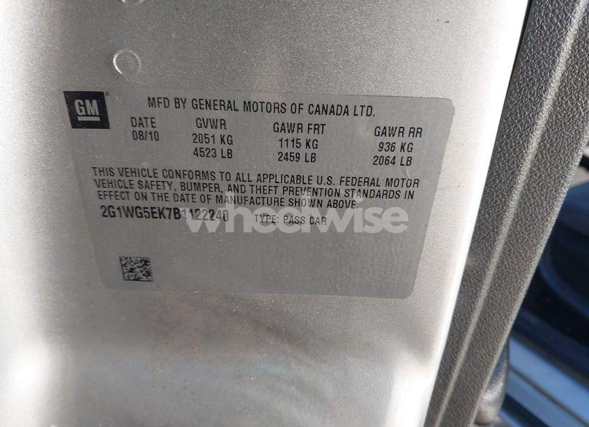 Photo 9 of 2011 Chevrolet Impala LT (VIN 2G1WG5EK7B1122240)