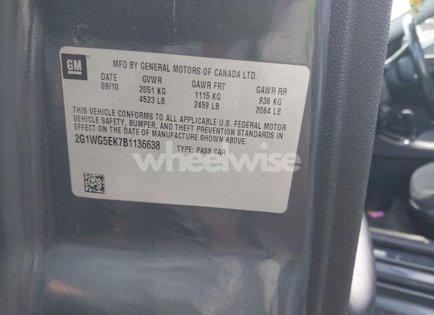 Photo 9 of 2011 Chevrolet Impala LT (VIN 2G1WG5EK7B1136638)