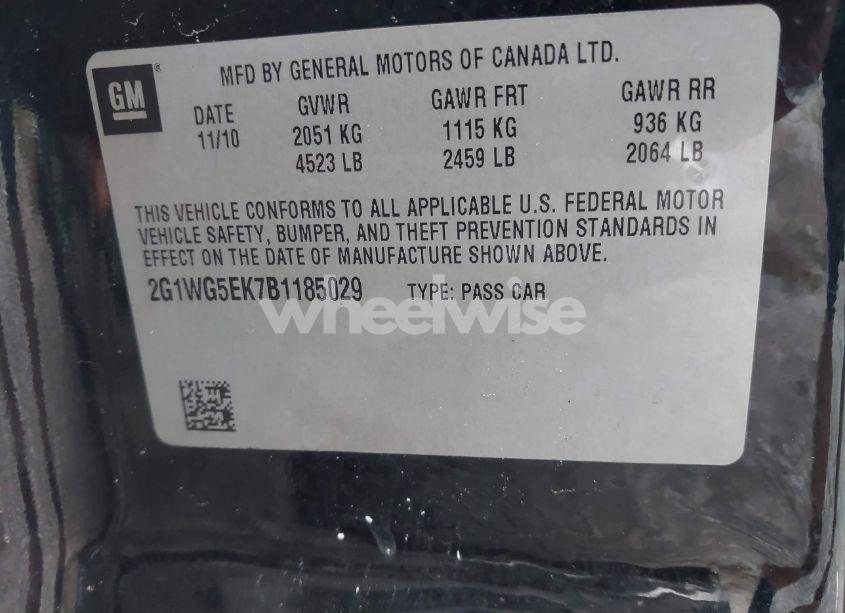 Photo 9 of 2011 Chevrolet Impala LT (VIN 2G1WG5EK7B1185029)