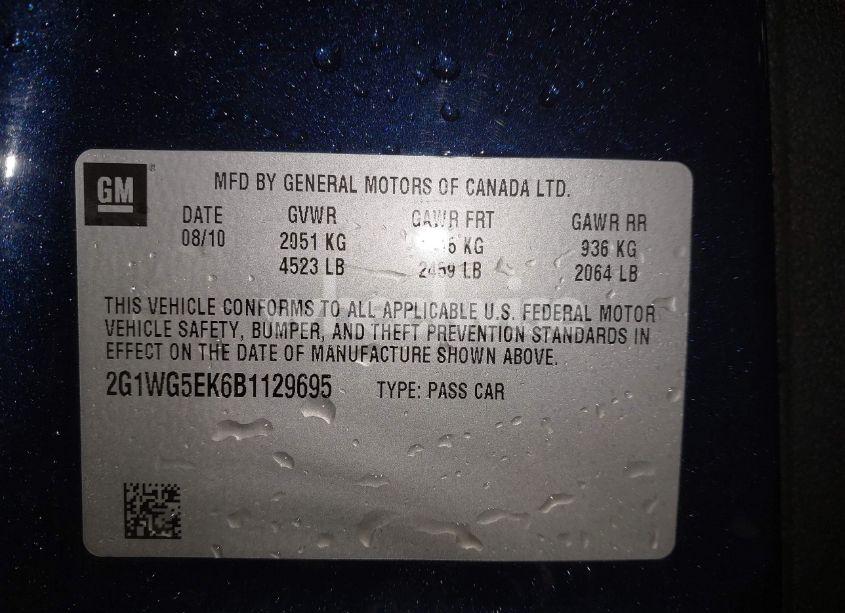 Photo 9 of 2011 Chevrolet Impala LT (VIN 2G1WG5EK7B1242507)