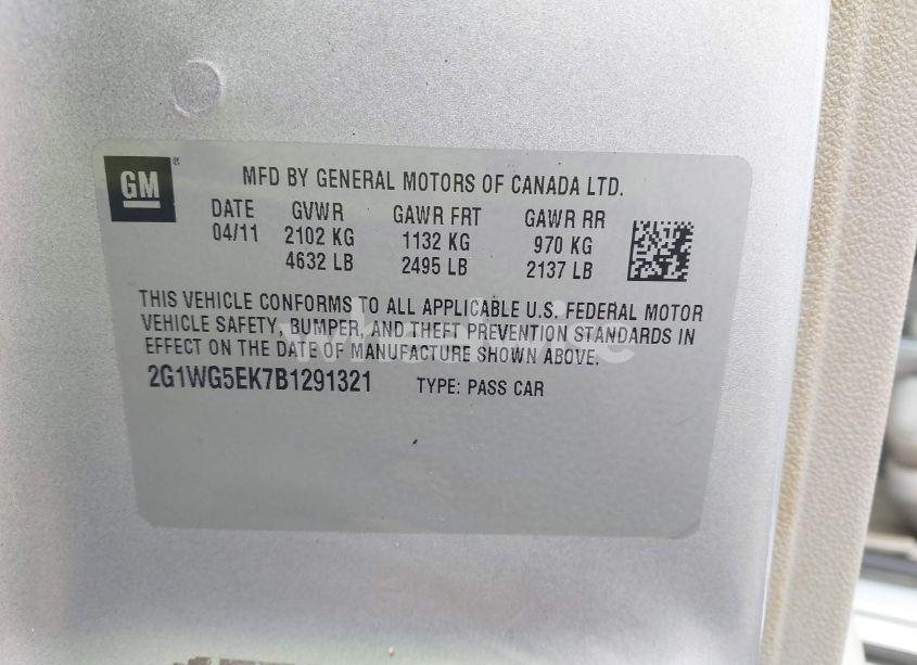 Photo 9 of 2011 Chevrolet Impala LT (VIN 2G1WG5EK7B1291321)