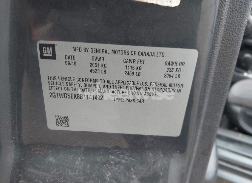 Photo 9 of 2011 Chevrolet Impala LT (VIN 2G1WG5EK8B1141492)