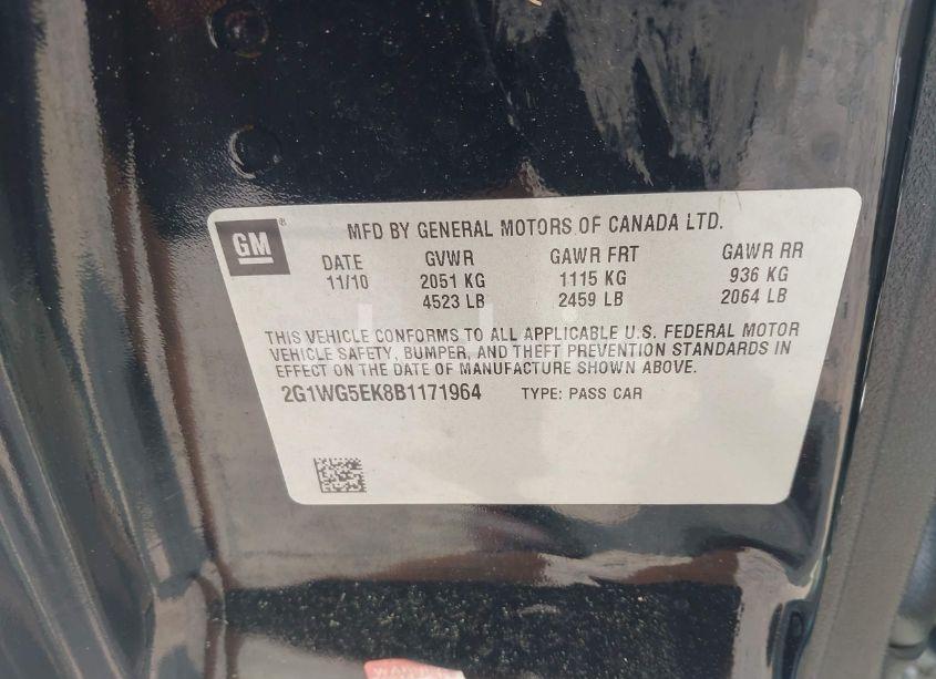 Photo 9 of 2011 Chevrolet Impala LT (VIN 2G1WG5EK8B1171964)