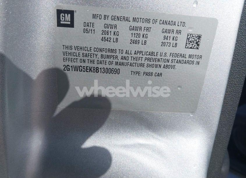 Photo 9 of 2011 Chevrolet Impala LT (VIN 2G1WG5EK8B1300690)