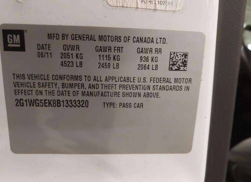 Photo 9 of 2011 Chevrolet Impala LT (VIN 2G1WG5EK8B1333320)