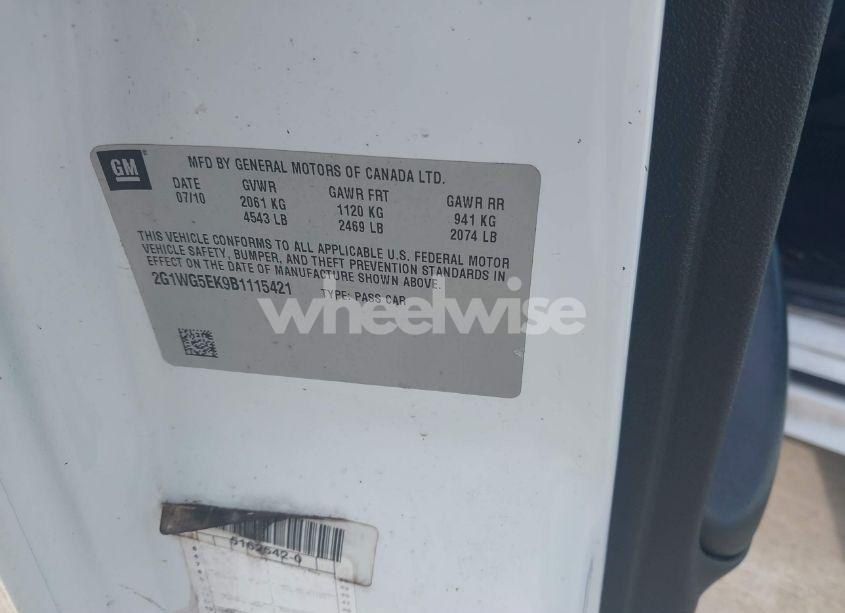 Photo 9 of 2011 Chevrolet Impala LT (VIN 2G1WG5EK9B1115421)