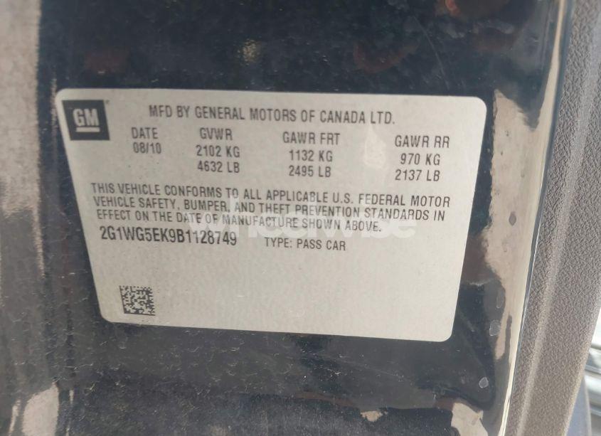 Photo 9 of 2011 Chevrolet Impala LT (VIN 2G1WG5EK9B1128749)