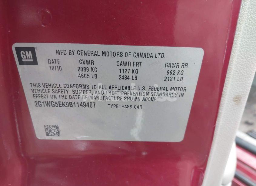 Photo 9 of 2011 Chevrolet Impala LT (VIN 2G1WG5EK9B1149407)