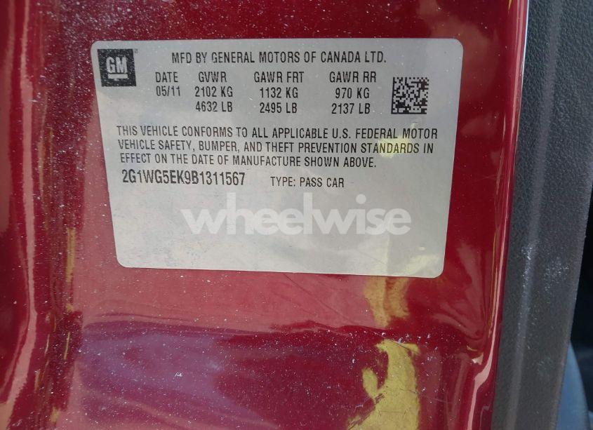 Photo 9 of 2011 Chevrolet Impala LT (VIN 2G1WG5EK9B1311567)