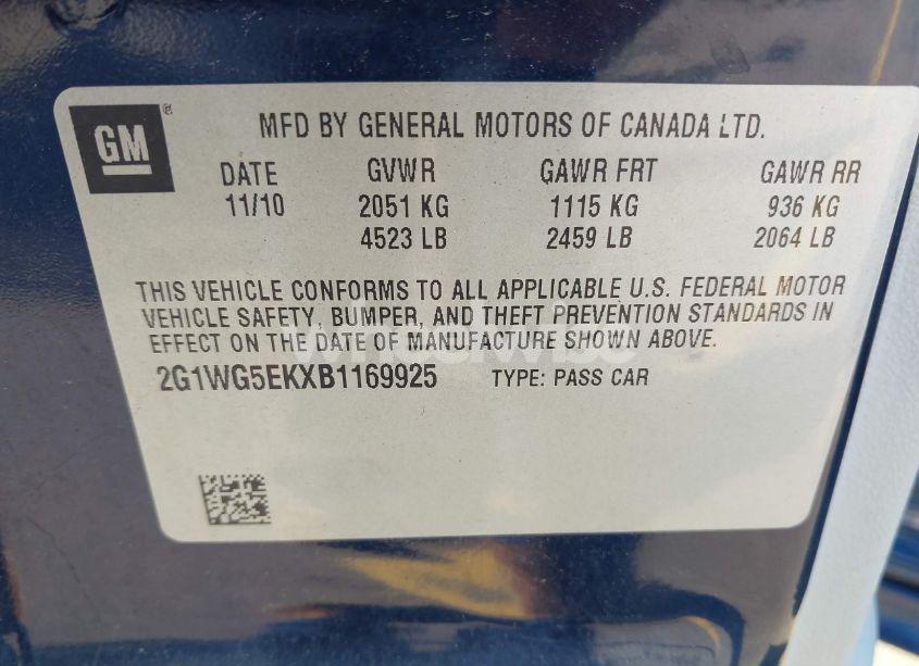 Photo 9 of 2011 Chevrolet Impala LT (VIN 2G1WG5EKXB1169925)