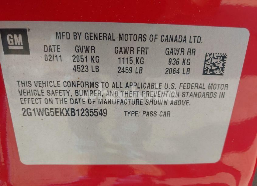 Photo 9 of 2011 Chevrolet Impala LT (VIN 2G1WG5EKXB1235549)