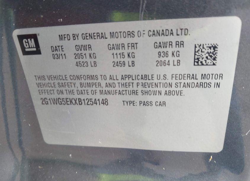 Photo 9 of 2011 Chevrolet Impala LT (VIN 2G1WG5EKXB1254148)