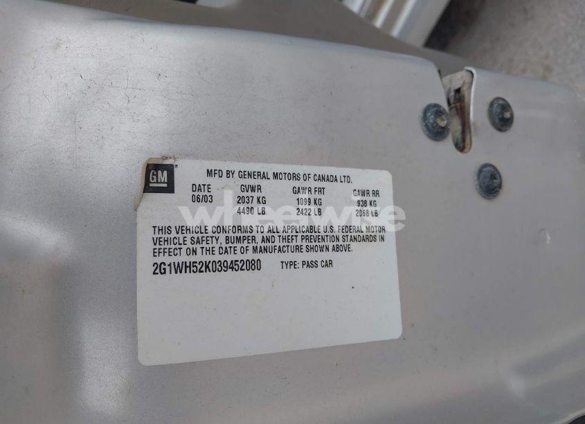 Photo 9 of 2003 Chevrolet Impala LS (VIN 2G1WH52K039452080)