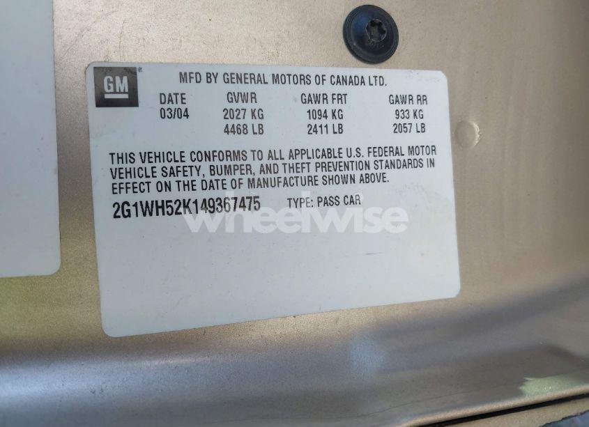 Photo 9 of 2004 Chevrolet Impala LS (VIN 2G1WH52K149367475)